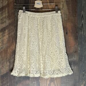 Masala Kids Girls Size 8 Skirt Cream Ivory Lace Lined Pull On Elastic Waist